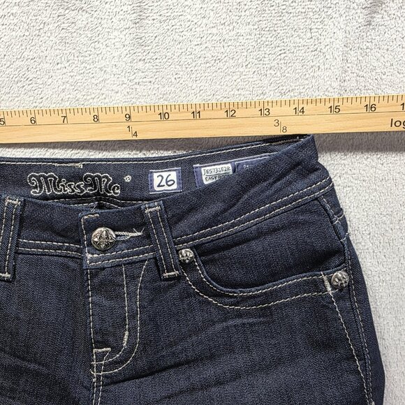 Miss Me Jeans Womens 26 Dark Wash Easy Boot Sequin Pockets Embellished JE5731EZR - Picture 8 of 11